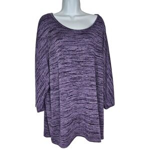 Plus Size Purple Tunic Top Stretch Casual Oversized 3X Relaxed Fit Blouse